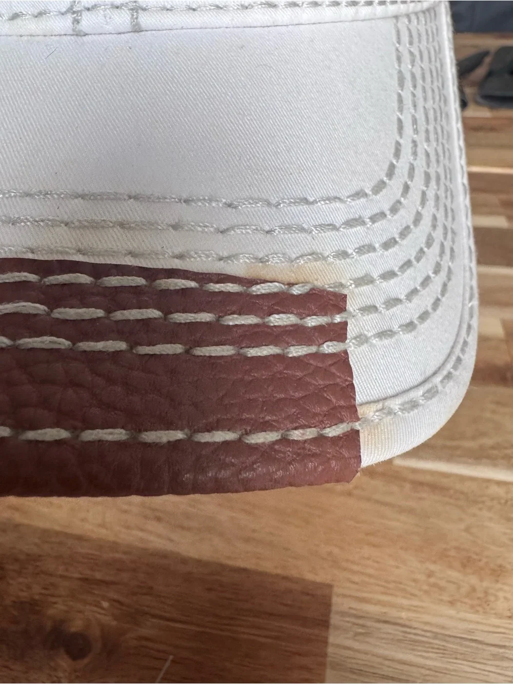 True Religion White Baseball Cap with Brown Brim Patch see photos for details